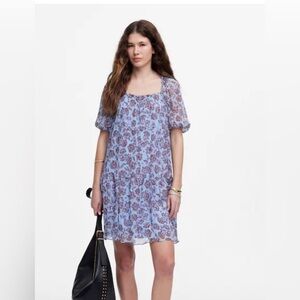 Madewell Blue Floral Mini Dress 
Puff-Sleeve/in Floral Saylor Floral Light Pool